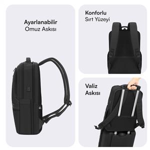 MACK MCE-1212 16" OFFICE Pro-3 Eco Notebook Sırt Çantası Siyah