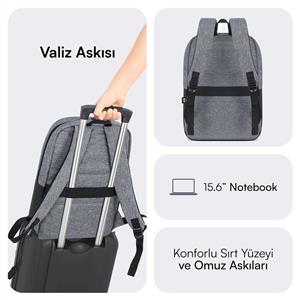 MACK MCE-1104 15.6" UNICITY Eco Notebook Sırt Çantası Gri