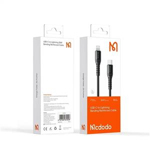 MCDODO CA-5631 36W 3A USB-C To Lightning Bükülmeye Dirençli Şarj Data Kablosu 1m - Siyah