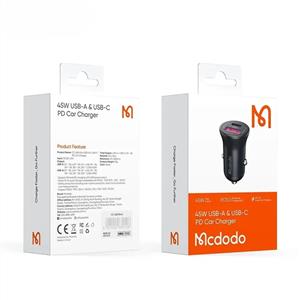 MCDODO CC-2680 45w PD 1xUsb-A 1xType-C Araç Şarj Cihazı - Siyah