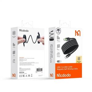 MCDODO CA-2000 60w Type-C To Type-C Manyetik Sarılabilir Kablo 1.2m - Siyah