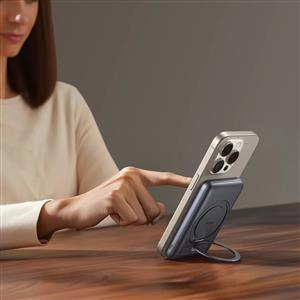 MCDODO MC-8361 5000 mAh 20W 360° Halka Standlı Metal Manyetik Powerbank - Siyah