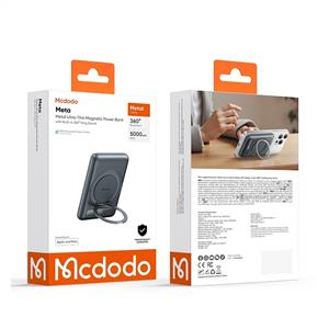MCDODO MC-8361 5000 mAh 20W 360° Halka Standlı Metal Manyetik Powerbank - Siyah
