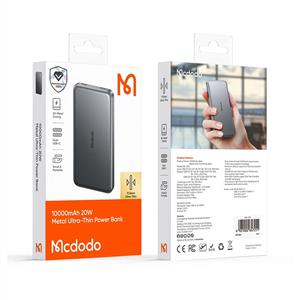 MCDODO MC-3781 20W 10.000 mAh Metal 11.5 mm Ultra İnce Kablosuz Powerbank - Siyah