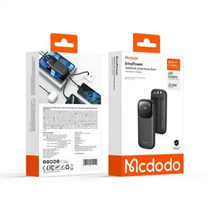 MCDODO MC-8520 10000mAh 22.5W PD & QC Hızlı Şarj Dahili Kablolu Powerbank - Siyah