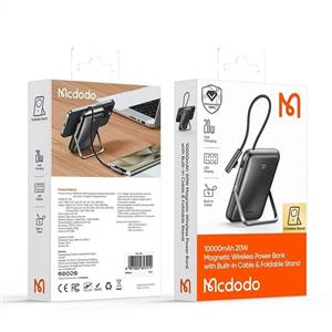MCDODO MC-1811 10.000 mAh 20w Manyetik Kablosuz Şarj Cihazı Dahili Type-C Kablosu - Siyah
