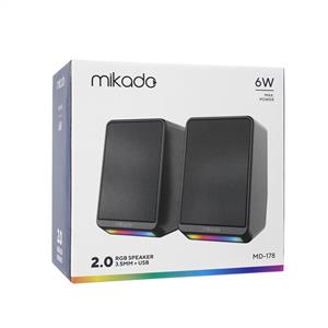 MIKADO MD-178-S 2.0 2*3W RGB USB SPEAKER-SIYAH