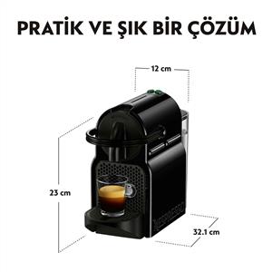 Nespresso Inissia Siyah Kapsül Kahve Makinesi (Süt Köpürtücü Hediyeli)
