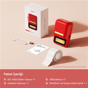 NIIMBOT B21S TAŞINABİLİR KABLOSUZ ETİKET YAZICI (Kırmızı)