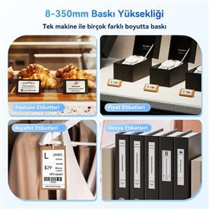 NIIMBOT B2 203 DPI TAŞINABİLİR KABLOSUZ ETİKET YAZICI (Gri)