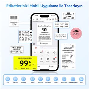 NIIMBOT B2 203 DPI TAŞINABİLİR KABLOSUZ ETİKET YAZICI (Gri)