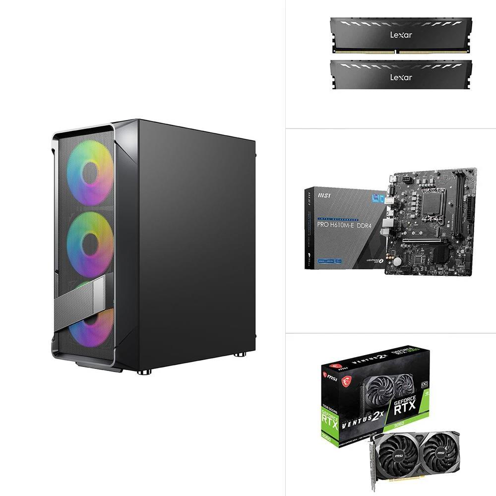 INTEL I3 12100F - RTX 3060 12G OC - PRO H610M-E - 500GB SSD - 16GB