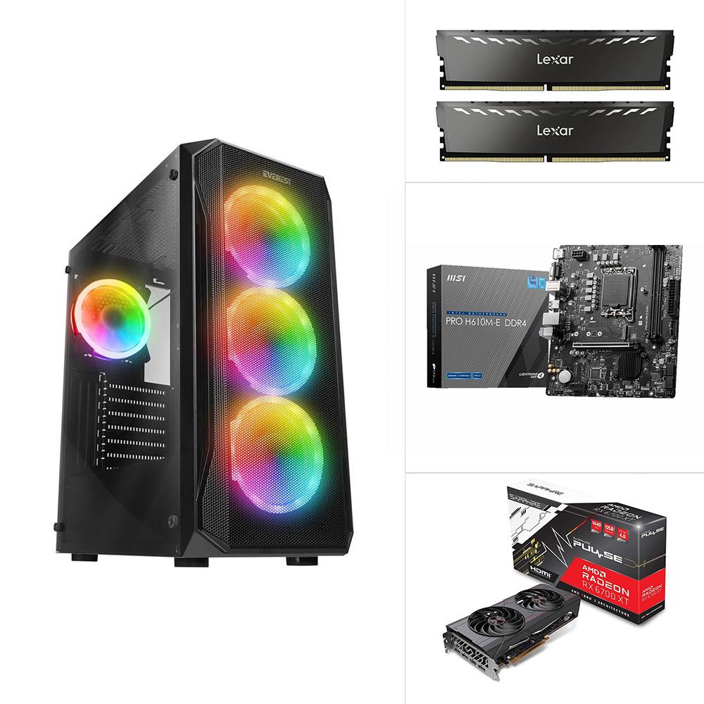 INTEL I3 14100F-RADEON RX 6700 XT-PRO H610M-E DDR4-500GB M.2 SSD