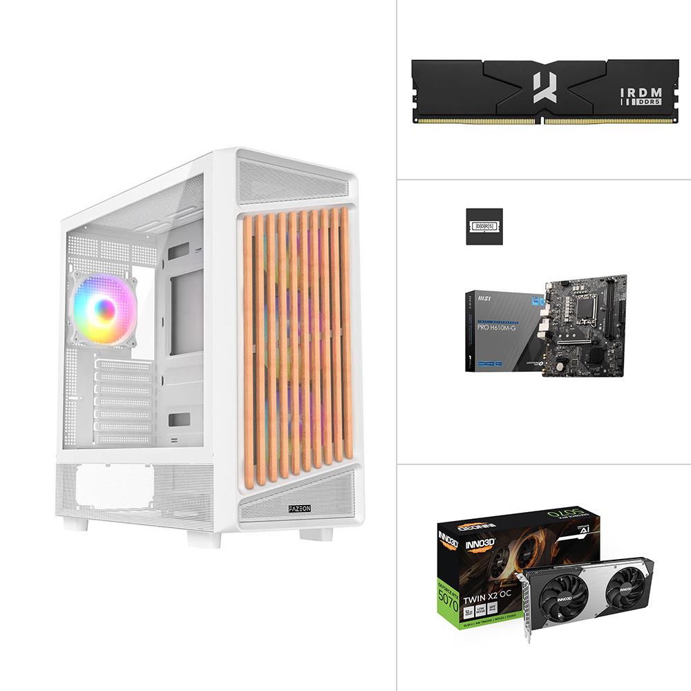 【PC】 i5 14600KF + B760 + DDR5 + SSD 1TB INTEL I5 14600KF - RTX 5070 OC 12GB - H610M - 1TB SSD - 16GB RAM