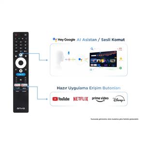 ONVO 55VQ90F3UB 55inc 140 cm Frameless UHD Google Smart Qled TV,Uydu Alıcı