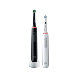Oral-B Pro3 3900 Serisi Şarjlı Diş Fırçası 2'li Avantaj Paketi-Siyah/Beyaz