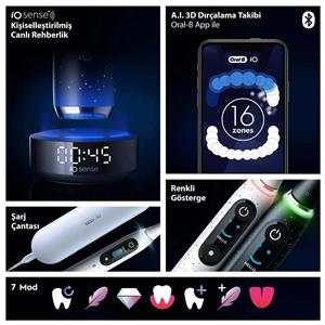Oral-B İO10 Şarjlı Diş Fırçası K.Siyah + Seyahat Kabı + Timer + Manyetik Şarj