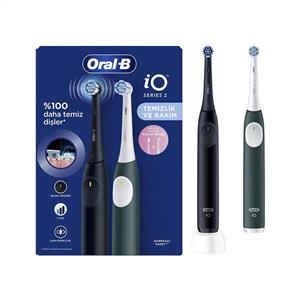 Oral-B iO2 Serisi Şarjlı Diş Fırçası 2'li Avantaj Paketi -Siyah/Yeşil