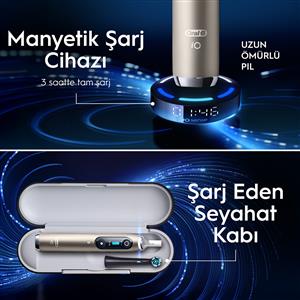 ORAL B iO 10 Şarjlı Diş Fırçası Gold + Manyetik Şarj + Seyahat Kabı