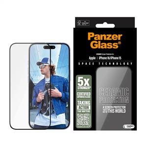 PanzerGlass® Ceramic Ekran Koruyucu iPhone 16 | 15 | Kolay Uygulama Çerçeveli