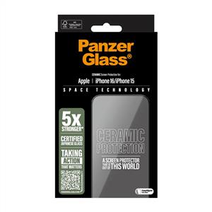 PanzerGlass® Ceramic Ekran Koruyucu iPhone 16 | 15 | Kolay Uygulama Çerçeveli
