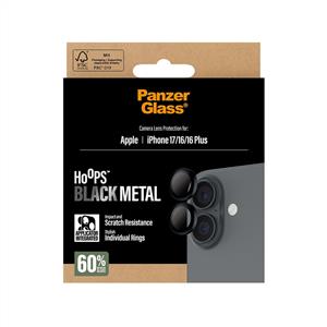 PanzerGlass® Hoops® Kamera Lens Koruyucu Siyah iPhone 17 | iPhone 16 | 16 Plus