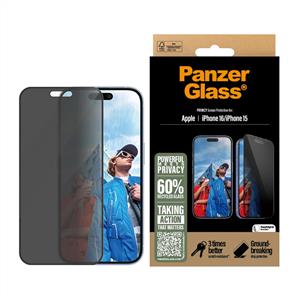 PanzerGlass® Privacy Ekran Koruyucu iPhone 16 | 15 | Kolay Uygulama Çerçeveli