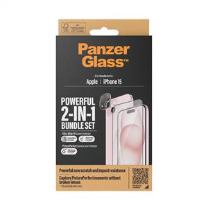 PanzerGlass® 2-in-1 Bundle iPhone 15 | Kolay Uygulama Çerçeveli