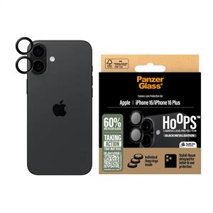 PanzerGlass® Hoops® Kamera Lens Koruyucu Siyah iPhone 16 | 16 Plus