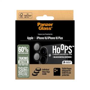 PanzerGlass® Hoops® Kamera Lens Koruyucu Siyah iPhone 16 | 16 Plus