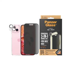 PanzerGlass® 3-in-1 Bundle iPhone 15 | Kolay Uygulama Çerçeveli
