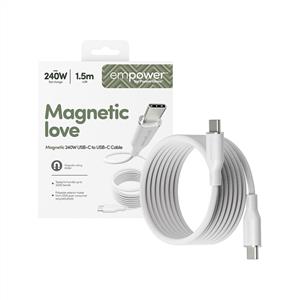 empower™ by PanzerGlass® 240W USB-C to USB-C Manyetik Şarj Kablosu | USB 2.0  Beyaz