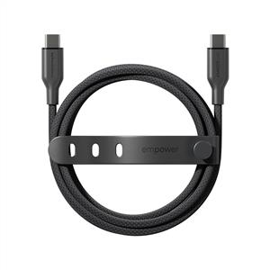 empower™ by PanzerGlass® Racing 60W USB-C to USB-C Şarj Kablosu | USB 2.0 | Uzay Siyahı