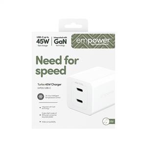 empower™ by PanzerGlass® Turbo 45W Sarj Cihazı 2 x USB-C | EU Plug | Beyaz