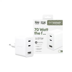 empower™ by PanzerGlass® Turbo 70W Çoklu Sarj Cihazı  2 x USB-C + USB-A | EU Plug | Beyaz