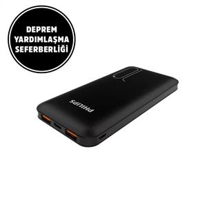 AFET YARDIM-PHILIPS 10.000MAH QC 3.0 TYPE-C +2X USB-A BAĞLANTILI POWERBANK - SİY