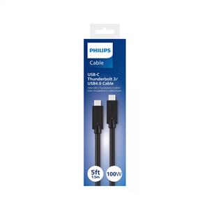 PHILIPS SWV6801/00 USB4.0 40 Gbps 5K Çözünürlük Thunderbolt 3.0 1.5m C-C Kablosu
