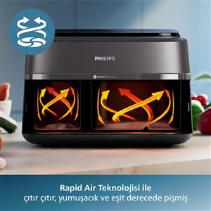 PHILIPS NA350/00 3000 Serisi Çift Hazneli Airfryer 9 L Fritöz