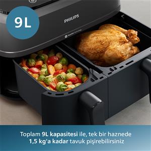 PHILIPS NA350/00 3000 Serisi Çift Hazneli Airfryer 9 L Fritöz