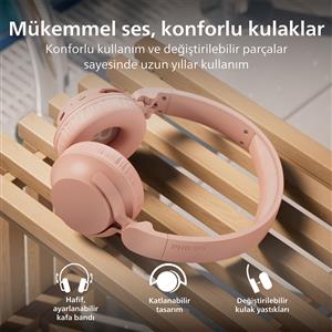 Philips TAH4000PK 32mm, BT6.0, Dinamik Bas, 70 Saat, Kablosuz Kulak Üstü Kulaklık - Pembe