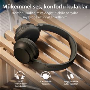 Philips TAH4000BK 32mm, BT6.0, Dinamik Bas, 70 Saat, Kablosuz Kulak Üstü Kulaklık - Siyah