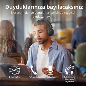 Philips TAH4000BK 32mm, BT6.0, Dinamik Bas, 70 Saat, Kablosuz Kulak Üstü Kulaklık - Siyah