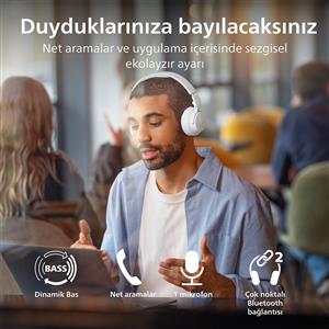 Philips TAH4000WT 32mm, BT6.0, Dinamik Bas, 70 Saat, Kablosuz Kulak Üstü Kulaklık -  Beyaz