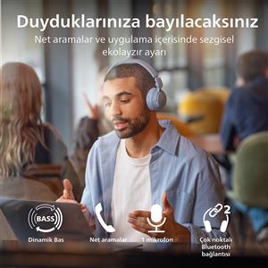 Philips TAH4000LB 32mm, BT6.0, 70 Saat, Kablosuz Kulak Üstü Kulaklık - Açık Mavi