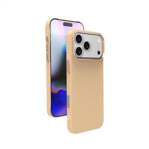 Piili ıPhone 17 Pro Kevlar Serisi Magsafe Kılıf - Gold Karbon