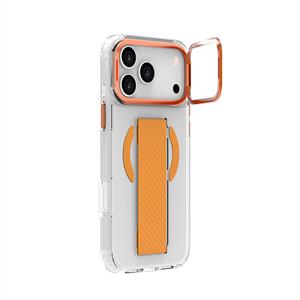 Piili ıPhone 17 Pro Max Metal Stand Grip Magsafe Kılıf - Turuncu