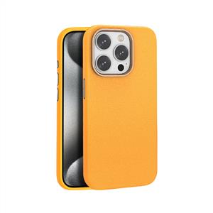 Piili İphone 15 Leather Magsafe Kılıf - Sarı