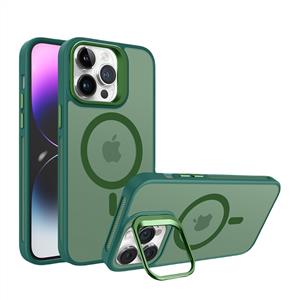 Piili İphone 15 Metal Bracket Magsafe Mat Kılıf - Yeşil