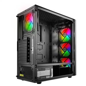 POWER BOOST VK-P1900B 500W USB 3.0 MESH FIXED 4x120mm RAINBOW FAN ATX SİYAH KASA