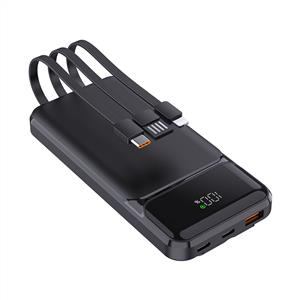 PowerBoost NIGHT 125B 10000mAh 22.5W Dahili Kablolu LCD Powerbank - Siyah